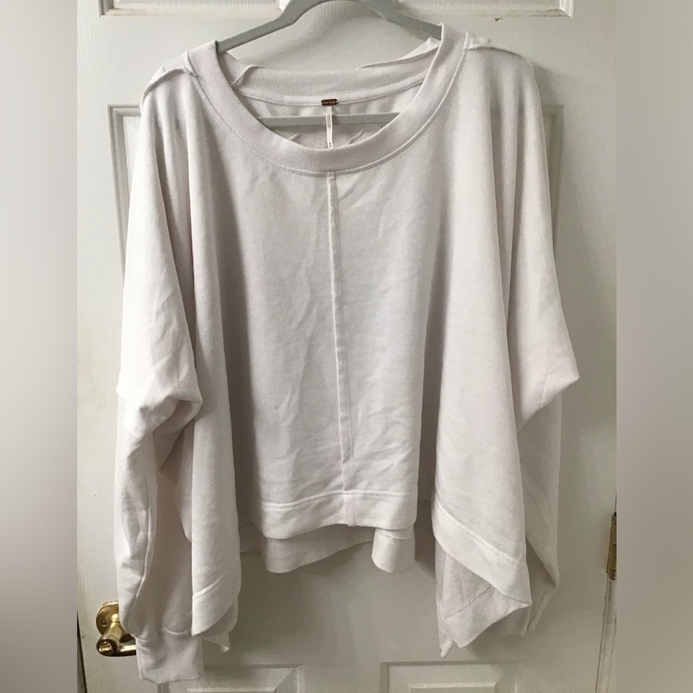 FREE PEOPLE SZ M FRENCH TERRY LINED CROP TOP EUC WHITE HEART
